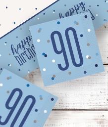 Blue Glitz 90th Birthday Party Supplies | Balloon | Decoration | Pack